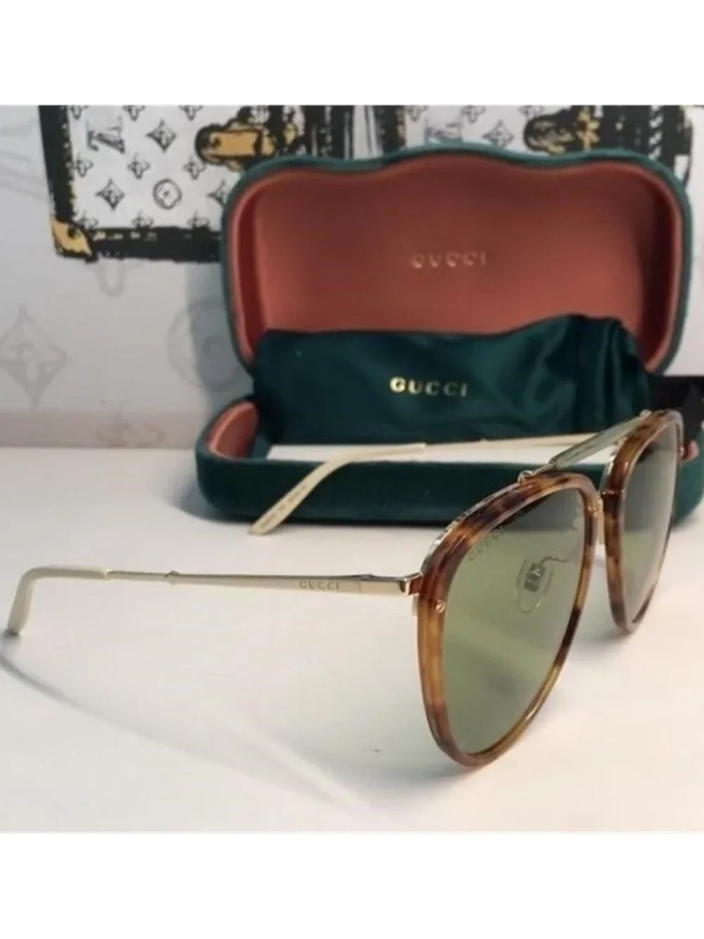 New ✨ Authentic Gucci GG0672S 003 Havana Aviator Sunglasses ✨